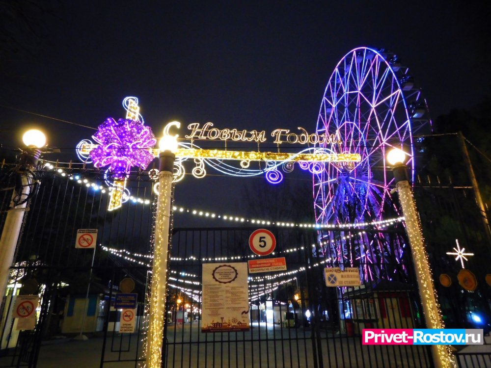 Новогодняя иллюминация в Парке имени Октябрьской революции