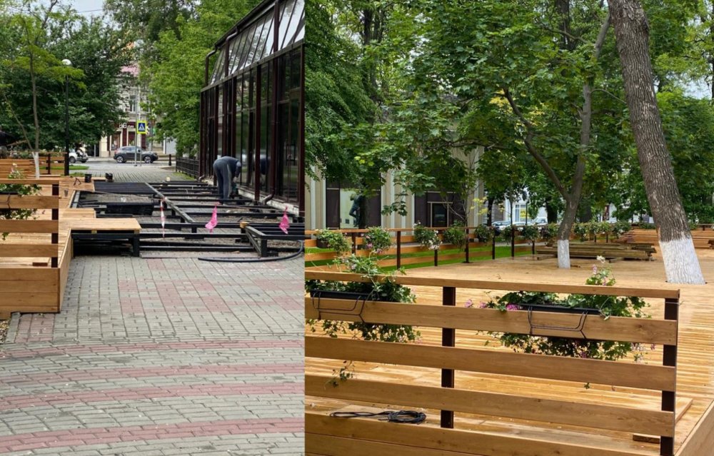 Незаконно занявшее тротуар кафе снесли в центре Ростова