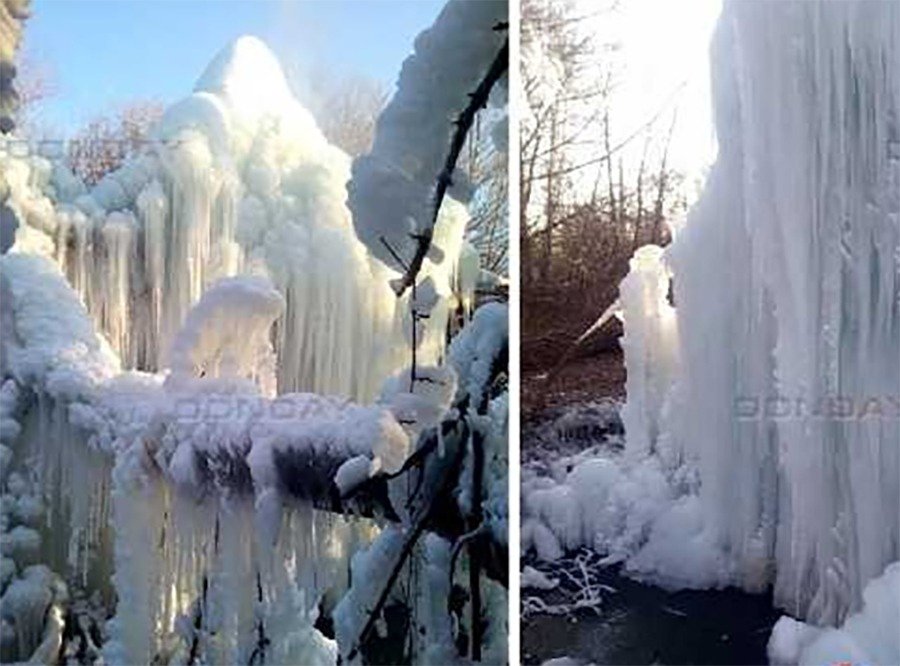 Коммунальный фонтан в Шахтах превратился в невероятную ледяную статую