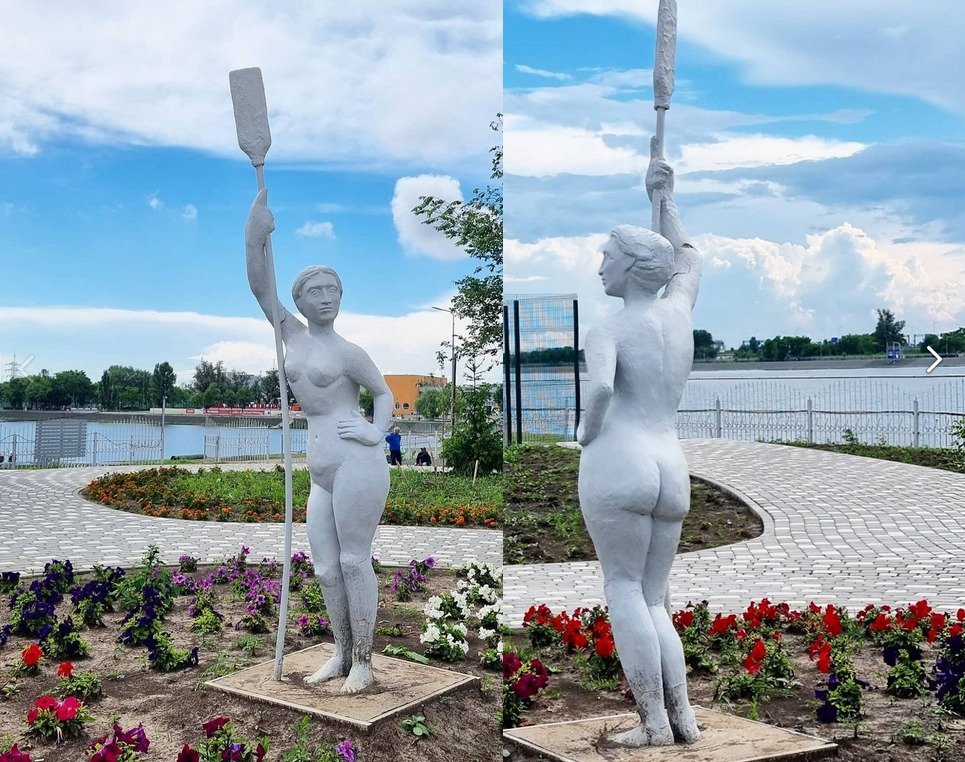 «Сестра Аленки»: ростовчане раскритиковали установленную на Гребном канале статую женщины с веслом