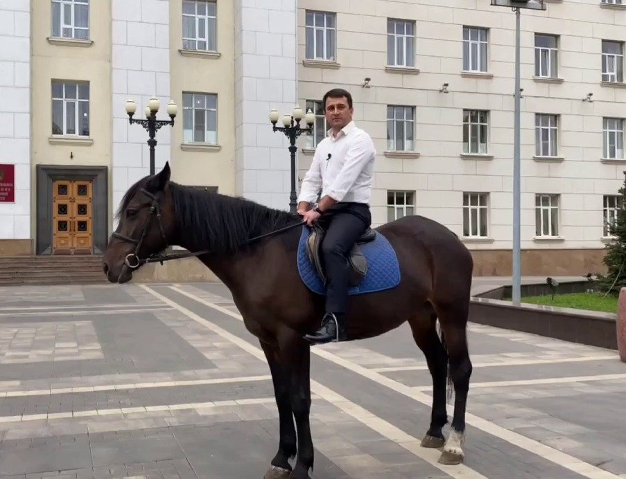 В Ростове скандальный депутат Федяев приехал вместо машины на работу на лошади 22 сентября