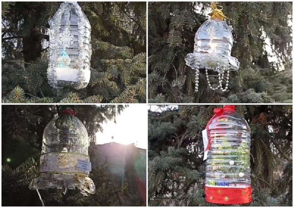 Главную городскую елку в Каменске-Шахтинском украсили пятилитровыми бутылками с игрушками