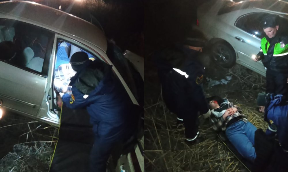 В Ростовской области спасатели достали из искореженной машины пострадавшую девушку в ночь на 17 января