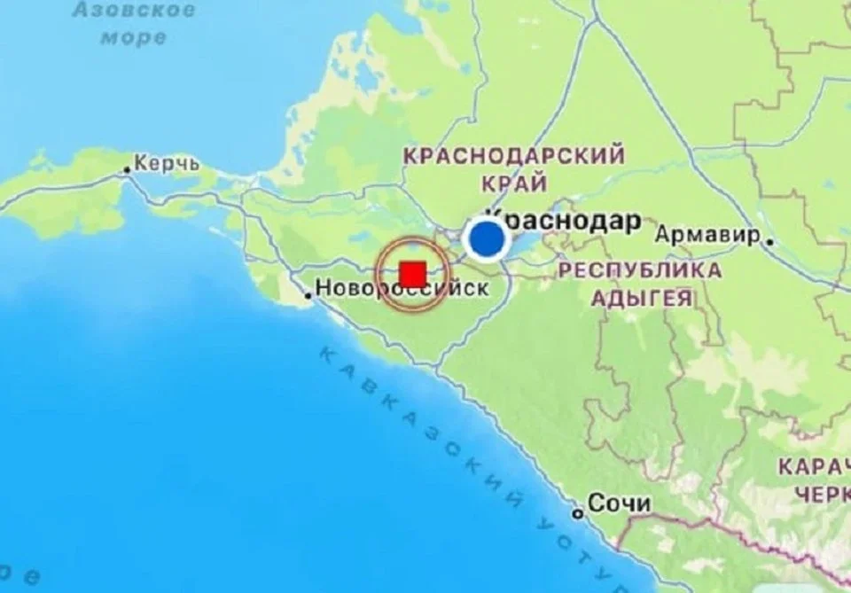 В 23-х километрах от Краснодара произошло землетрясение магнитудой 4,4 балла
