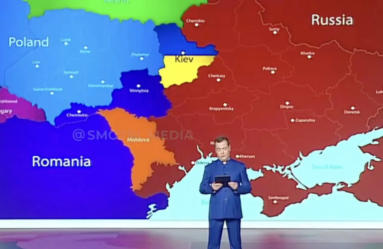 Дмитрий Медведев на карте показал, как произойдет раздел Украины с другими странами