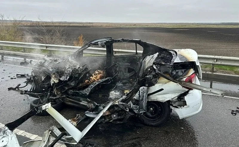 В массовом ДТП в Ростовской области вспыхнул автомобиль с матерью и дочкой