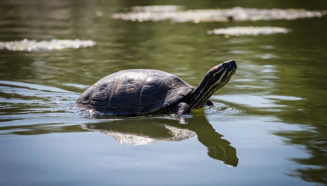 В Ростове к ветеринару попала красноухая черепаха с сильно отёкшей задней лапой.
