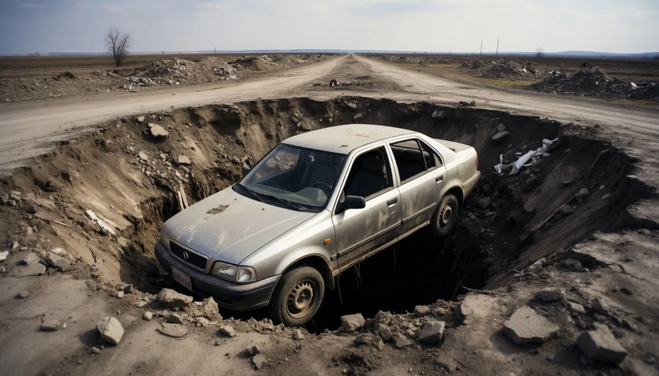 В Ростове иномарка ушла под землю на Вересаева, ее доставали краном