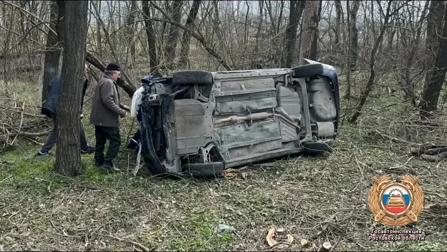 В Аксайском районе грузовик выехал на встречку, иномарка с детьми улетела в кювет