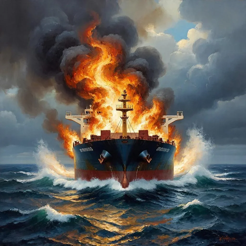 В Таганрогском заливе загорелся зарубежный сухогруз из-за атаки БПЛА