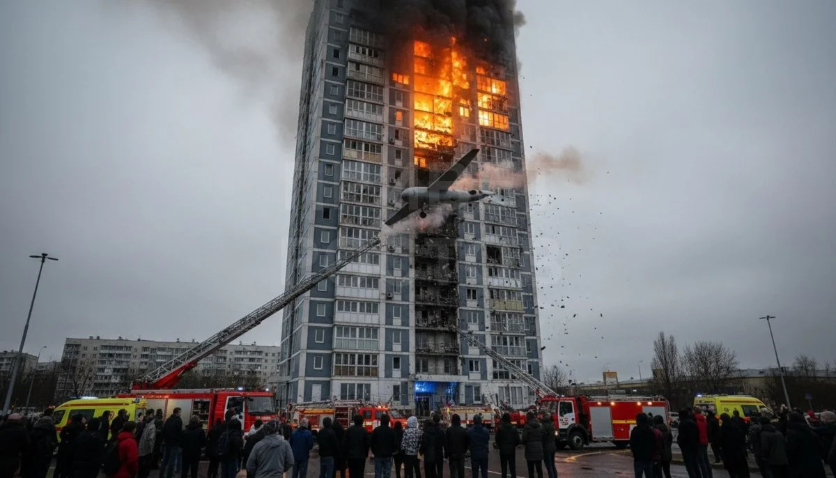 Обломки беспилотника упали на 24-этажку в Ростове