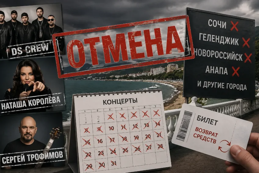 Массовая отмена концертов началась на Черноморском побережье Кубани