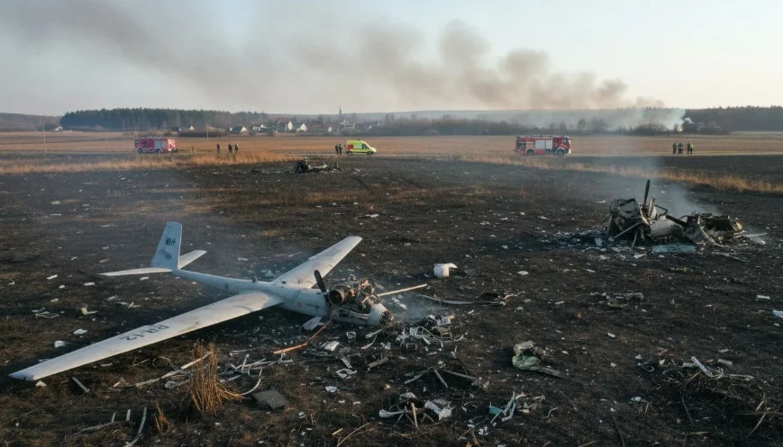 Обломки БПЛА упали на предприятие в Динском районе Кубани, начался пожар