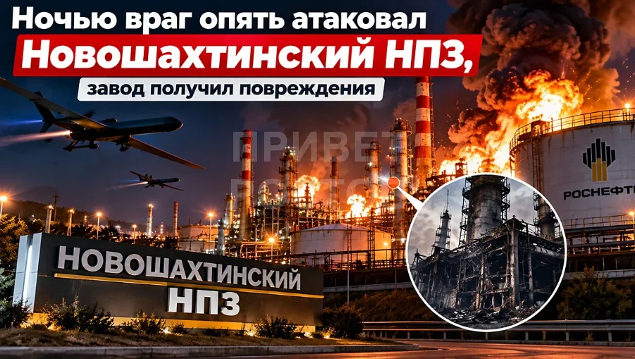 Ночью БПЛА атаковали Новошахтинский НПЗ, предприятие остановило работу